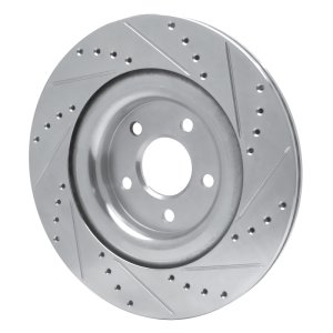 Jaguar F-Type Brake Rotor (1) - Rear Left - R1 Concepts - Drilled & Slotted - Silver - `14-`21